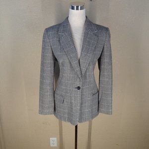Pendleton 100% Virgin Wool Plaid Blazer sz 10 Black White